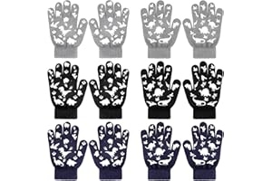 QKURT 6 Paires de Gants Magiques pour Enfants, Gants en Tricot Unisexe Chauds Moufles Extensibles Doigt Complet Gants, Mitaines de Gants Tricotés pour Enfants pour Garçons et Filles de 5 à 12 Ans
