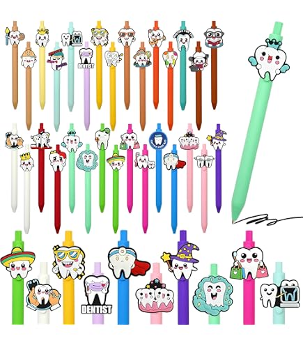 30 Pcs Dental Pen Gifts Bulk Retractable Dentists Ballpoint Pen Black...