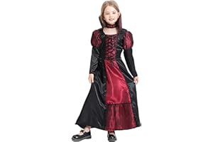 WILLHEOY Déguisement Vampire Fille - Costume de Déguisement Comtesse Gothique Dame Halloween Cosplay Costume Théâtre Fête Enfant Fille