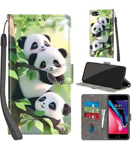 Custodia Portafoglio In PU Pelle Con Disegno Lupo E Meteora Per IPhone 7 / 8 / SE 2020/2022 - Cover Magnetica Con Slot Carte E Supporto - 5