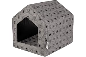 Petsona Pet House For Dogs Cats Foldable Shelter Bed For Animals Waterproof Washable With Removable Cushion Size L, Grey