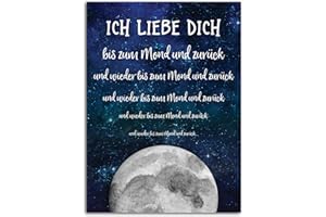 NASTAMI Cartolina con scritta in lingua tedesca "Ich liebe dich bis zum Mond", biglietto di San Valentino, cartoline d'amore, cartoline proverbi, cartolina di anniversario