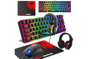 KUIYN 60% Wired Compact Gaming Keyboard Mini 61 Tasti 11 RGB Retroilluminazione Anti-ghosting + Mouse leggero cablato 2400DPI Optical +RGB auricolare +Mouse Pad