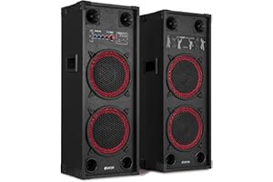 Fenton SPK-210 Active Bluetooth Party Speaker Set, 1200W Home Audio System with Dual 10" Speakers, Ideal Starter Kit for Home Parties, DJ Practice, Karaoke and Events, Wireless Audio Streaming