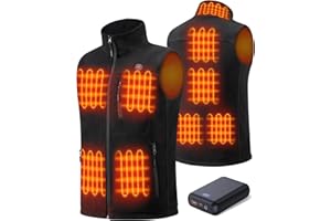 GOTOBI Gilet Chauffant Polaire Homme Avec Batterie 16000mah 7,4v Incluse,9 Zones de Veste Chauffante,Gilet Chauffant Electrique Avec 3 TempéRatures RéGlables Pour Le Travail En ExtéRieur,Ski