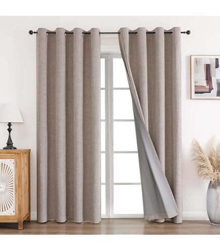 MRTREES Geluidsisolerend gordijn, ondoorzichtig, wit-grijs, verduisteringsgordijn met inslagringen, set van 2, gordijnen, verduisterend, 200 cm lang, 140 cm breed, gordijnen, warmte-isolerend voor MRTREES Geluidsisolerend gordijn, ondoorzichtig, wit-grijs, verduisteringsgordijn met inslagringen, set van 2, gordijnen, verduisterend, 200 cm lang, 140 cm breed, gordijnen, warmte-isolerend voor
