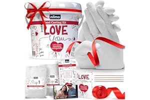 Niimo® 'I love you' 3D Handabdruck Set für Paare - Personalisierte Geschenke für Frauen & Männer, Detailgetreuer Gipsabdruck Hände Paar, Kinderleicht mit Video-Tutorial