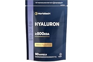 ‎HORBÄACH Hyaluron Kapseln Hochdosiert 800 kDa | 90 Vegane Hyaluronsäure Kapseln | 500mg | Alternative zu Kollagen | Hyaluronic Acid | Vegane | von Horbaach