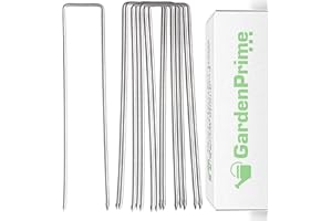 GardenPrime 100x Clavijas de Jardín Galvanizadas para Sujeción de Malla Antihierbas, Tela Negra de Jardín, Tela de Fieltro, Césped Artificial (Largo 150 mm, Acero Galvanizado, Protección Antióxido)