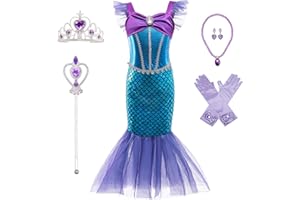 BanKids Kostium syrenki dla dziewczynki, sukienka na Halloween, sukienka księżniczki, Cosplay, kostium dla dzieci w wieku 3-10 lat