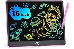 SERUW Tableta de Escritura LCD 16 Pulgadas, Tablero de Dibujo Electrónico, Colorida Pizarra Tableta Gráfica Infantil Juguete Juego de Regalo Cumpleaños para Niñas y Niños de 3 4 5 6 7 8 9 Años