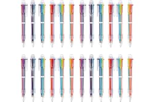 Chostky 24 Stück 6-in-1 Multicolor Stifte, Druckkugelschreiber 6 Farben Transparente Kugelschreiber 0,5 mm für Büro, Schulbedarf, Studenten, Kinder, Geschenk zum Kindertag, Geburtstag, Weihnachten