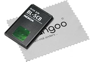 Akku für Nokia Orginal BL-5CB LiIon für Nokia C1-01, C1-02, X2-05, 1616, 1800, 100, 101, 105, 106, 109 mit mungoo Displayputztuch
