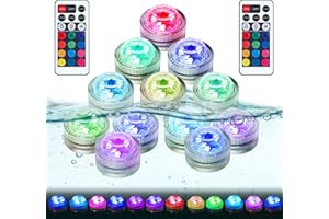 VAYALT Mini Luci LED Sommergibili,12 Pezzi Luci per Piscina, Impermeabile RGB Tealight Multicolore con 2 Telecomando per Partito Natale Halloween Zucca Fish Tank Giardino Decorazione