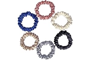 SILVR BEAR Luxury Satin Scrunchies SAME 6 COLORS AS PIC, Anti-Hair-Breakage, Hair Ties, Scrunchies Set for Girls, Women, Best