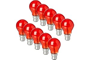 Status Incandescent GLS Fireglow Light Bulb, 60 watt Large Bayonet Cap, Pack of 10, Red, 60SGBCFG1010ent GLS Fireglow Light Bulb | 60 watt Large Bayonet Cap | Pack of 10 | Red | 60SGBCFG10