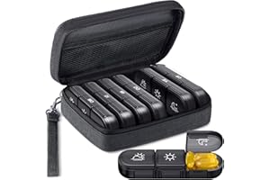 ‎AUVON AUVON Tablettenbox 7 Tage Morgens Mittags Abends, Canvas Tasche Medikamentenbox 7 Tage mit tragbarer Stofftasche mit Reißverschluss für die Nahrungsergänzungsmittel, Vitamine und Fischöle