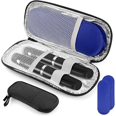 Borsa Termica Per Insulina BORDEAG - Custodia Con 2 Sacchetti Ghiaccio, 20x12 Cm, Impermeabile EVA Aghi Per Insulina