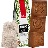 Natura Germania&reg; Set of 3 Original Aleppo Soaps 60% Olive Oil / 40% Laurel Oil, Each Approximately 200g (about 600g in total)