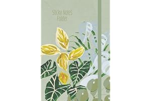 THE GIFTED STATIONERY CO. LTD. TGSC Stationery Set - Wild Leaf Sticky Notes & Lined Pad Folder - Various Sizes, Designs - Bullet Journal Notebook Ideal for Office, School, Lined Sticky Note Essential Notebook