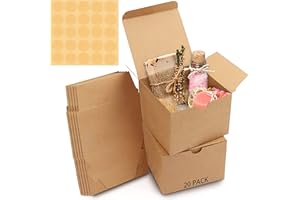 Belle Vous Cajas de Cartón Kraft Marrón (Pack de 20) - Medidas 12 x 12 x 9 cm - Caja Kraft de Fácil Ensamblado - Cajas Automontables - Cajitas para Regalos de Fiesta, Cumpleaños, Bodas, Presentes