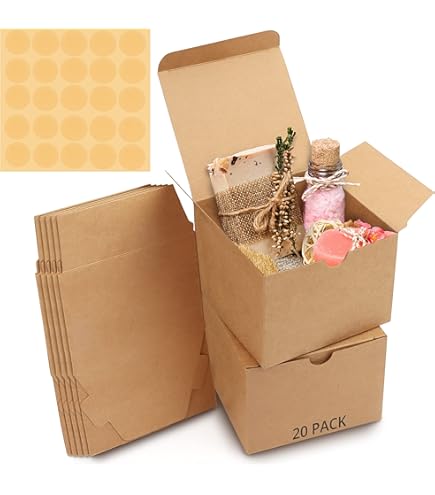 Scatole Regalo In Carta Kraft 10x10x10cm - Set 50 Pezzi Per Bomboniere - Foto 5