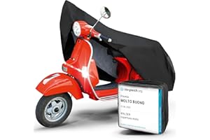 WALSER telo coprimoto S in robusto PVC, Premio Molto Buono* telo impermeabile, telo compatibile con vespa/scooter/motorino, moto, copertura moto per esterno, telo coprimoto nero 185x90x110cm