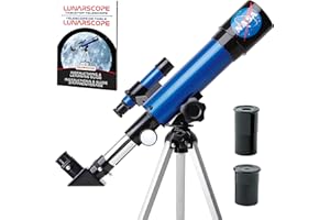 Blue Marble Telescopio Lunare NASA per Bambini – Ingrandimento 90x, con Due Oculari, Treppiede da Tavolo e Mirino, Telescopio per l’Osservazione della Luna, Giochi Spaziali, Regali NASA