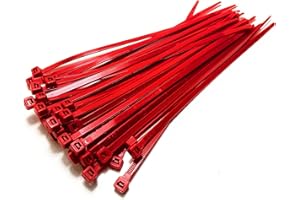 TR TIES Bridas de plástico de nailon, largas y anchas, extra grandes, color blanco y negro, 50 unidades (rojo, 4,8 mm x 200 mm)