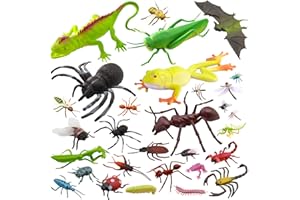 Pinowu 27 szt. figurek do zabawy dla dzieci, chłopców, 5-15 cm, sztuczne owady, pająki, karaluchy, skorpiony, świerszcze, robaki, motyle i robaki, do edukacji i na Boże Narodzenie