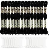 14 Cross Stitch Threads, Black Cotton Embroidery Thread, Friendship Bracelets Thread with 14 Spools of Thread