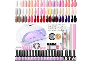 COSCELIA Kit Manicura Semipermanente Con 80W Lampara U-V/Led Uñas, Kit Unas De Gel De 30 Colores Con Base Y Top Coat Permanente, Accesorios Para Manicura Professional Manicure Set