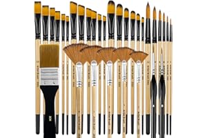 Bougimal pinceaux Peinture Acrylique, Jeu de 32 pinceaux pour Aquarelle, pinceaux d'artiste avec Rond, carré, Plat, Fan Pinceau Set pour Artistes et débutants pour Peindre
