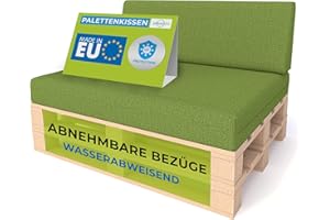 ‎PILLOWS24 Pillows24 - Palettenkissen 2-teiliges Set | Palettenauflage für Palettensofa | Rückenkissen & Sitzkissen für Europaletten | Palettenmöbel für Indoor & Outdoor | Made in EU | Lemon