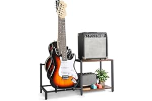 Gitarrenständer, 3-Halter E-Bass-Gitarre mit Gitarrenverstärker-Ständer, verstellbarer Gitarrenhalter, Gitarrenständer für mehrere Gitarren und Gitarrenzubehör, Gitarren-Display für Musikstudio Home