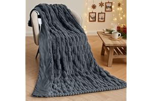 ‎CURECURE CURECURE Heizdecke Elektrisch 130x180cm, Bambus-Textur Kaninchen-Fleece & Flanell, 6 Heizstufen & 1-10H Auto-Aus, Maschinenwaschbare Wärmedecke für Bett Sofa Büro (Grau)