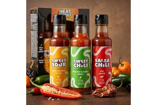 Uppsättning av 3 grillsås Spicy såser mild till extremt vass chillisås, mild mangosås, kryddig röd paprikasås, vass chipotlepepparsås, presentset grillare chili-fans 495 ml (3 x 165 ml flaska)