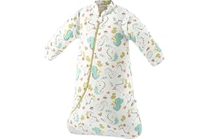 SFREEBO Baby Sleeping Bag 3.5 Tog Winter Toddler Cartoon Dinosaur Sleep Bag 3.5 Tog Thick Cotton Wearable Blanket with Front Double Zipper and Removable Sleeves 12-24M