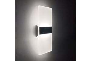 CHANGM Lámpara de Pared LED 12W, Interior Apliques de Pared Moderna Acrílico, Iluminación Interior para Decoració para Dormitorio Salón y habitación, Blanco Frío