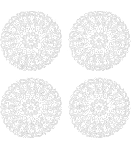 Centro tavola tovaglietta ad uncinetto a mano cotone bianco Crochet lace doily e
