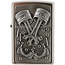 Zippo - Stormaansteker, embleem motoronderdelen, Street Chrome afwerking, navulbaar, herbruikbaar, winddicht, geschenkdoos, gemaakt in de VS