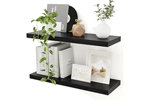‎FEIHORRM Feihorrm Wandregal Holz Schwarz, Extra Breit 23,5 cm, 60cm Wandboard 2er Set, Schweberegal aus MDF Holz, Regal Wand, Regalbrett für Küche, Wohnzimmer, Schlafzimmer, Badezimmer & Arbeitszimmer