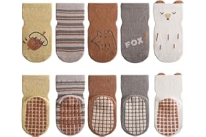 YANWANG 5 par skarpetek antypoślizgowych dla niemowląt, słodkie skarpetki z kreskówek z uchwytami dla małych chłopców/dziewczynek