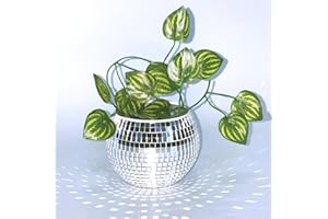 QIUMYANLOD Boule Disco Pot de Fleur,Boule a Facette Vase,Cache Pot Disco,Boule Facette Pot de Fleur,Bol Disco,Bougeoir Disco,Argenté Mosaique Miroir Verre Disco Jardiniere Decor pour Cactus Succulent,3*4*4IN
