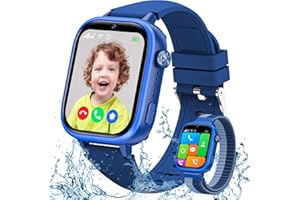 AKUMAKA Reloj Inteligente Niño 4G, Reloj GPS Niños Localizador y Llamadas con Boton SOS, Chat, Videollamada, IP68 Impermeable, Modo Clase, Álbum de Fotos, Podómetro, Smartwatch Niños Despertador Azul