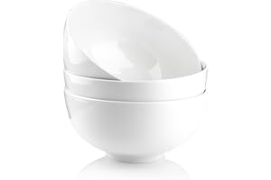 MALACASA Série REGULAR, 3pcs 1,9L Saladier Bol Porcelaine Bol à Céréales Soupe Vaisselles Céramique Blanc Service de Table 8"/20 * 20 * 10cm