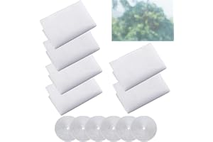 YANGFEI 6 Pieces Fly Screen Window, White Window Screen Mosquito Netting with 6 Rolls Hook Sticky Tape Window Screen Mesh Bee Bug Protector Fly Net for Windows (150x130cm)