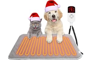 TEOV Haustier Heizkissen für Katzen Hunde 60 x 90CM, 20°C-55°C Temperatur & 4 Timing Einstellbar, Sichere wasserdichte Heizkissen