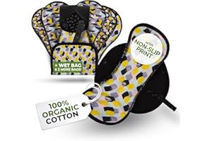 NATISSY Salvaslip reutilizables antideslizantes en algodón orgánico para flujo blanco (M, 7 uds.); lavables a alta T°, 100% transpirables y suaves, salvaslip tela cómoda, protección femenina diaria (sin PUL)