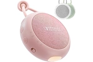 Maszyna do białego szumu Sweety Fox - różowa - kołysanka dla dzieci, lampka nocna i sen z białym szumem dla dziecka, 15 dźwięków, akumulator USB